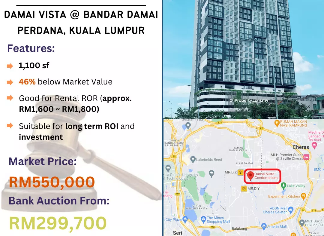Bank Lelong Condominium @ Damai Vista, Bandar Damai Perdana, Kuala Lumpur for Auction