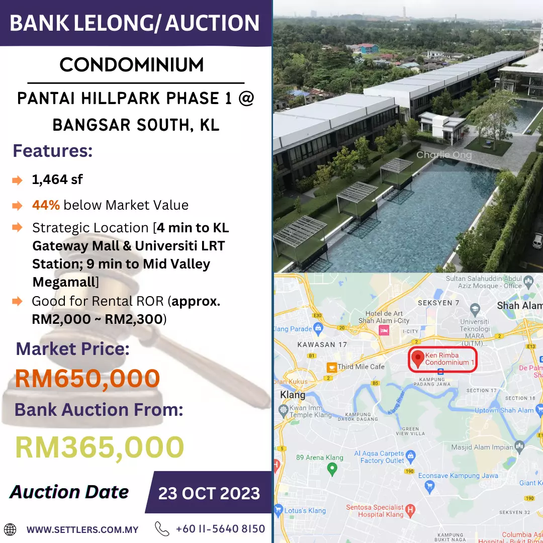 Bank Lelong Condominium @ Pantai Hillpark Phase 1, Bangsar South, Bangsar, Kuala Lumpur for Auction