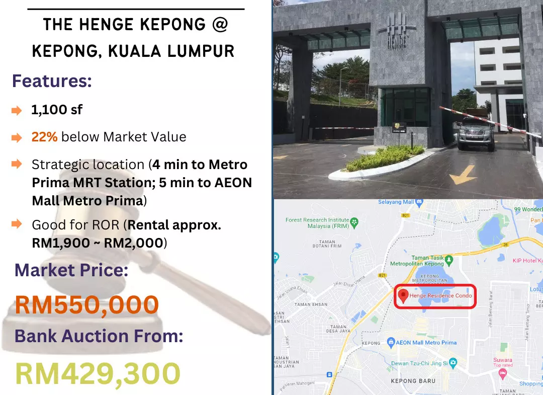 Bank Lelong Condominium @ The Henge Kepong, Kepong, Kuala Lumpur for Auction