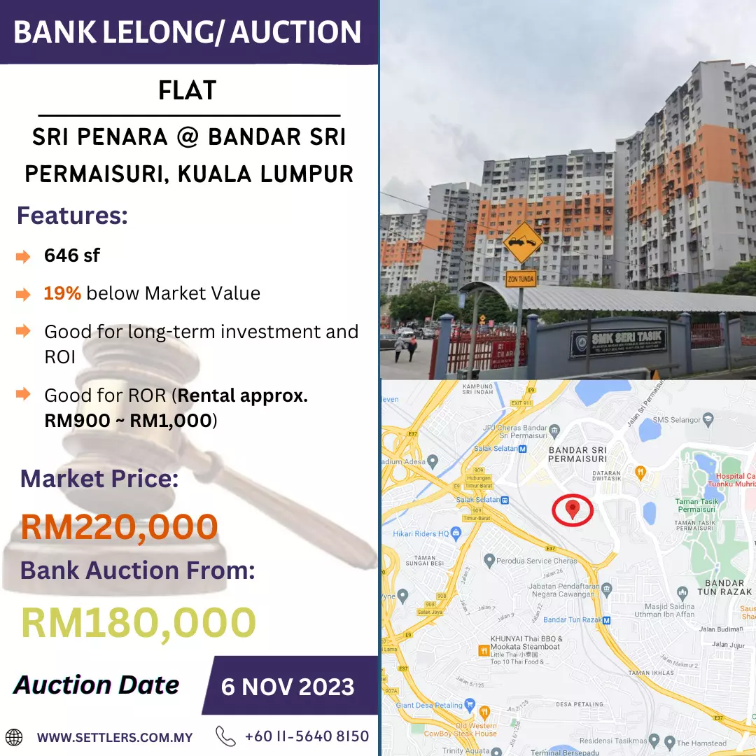Bank Lelong Flat @ Sri Penara, Bandar Sri Permaisuri, Kuala Lumpur for Auction