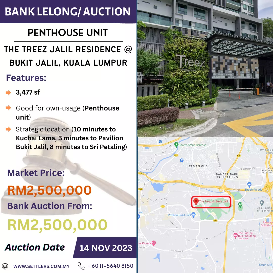 Bank Lelong Penthouse Unit @ The Treez Jalil Residence, Bukit Jalil, Kuala Lumpur for Auction