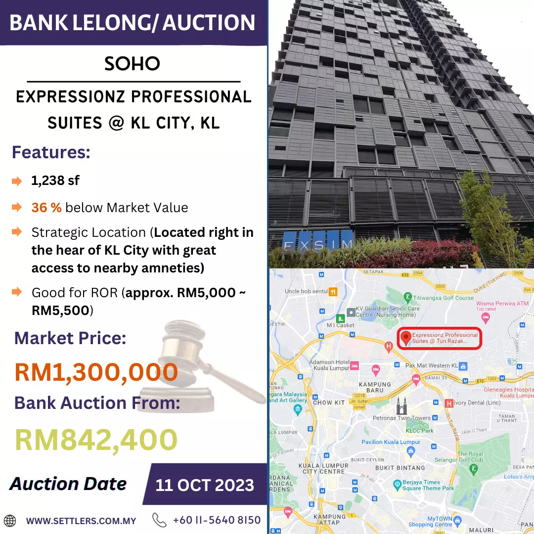 Bank Lelong SOHO @ Expressionz Professional Suites, KL City, Kuala Lumpur for Auction