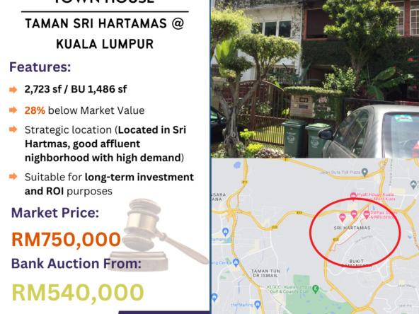 Bank Lelong Town House @ Taman Sri Hartamas, Sri Hartamas, Kuala Lumpur for Auction