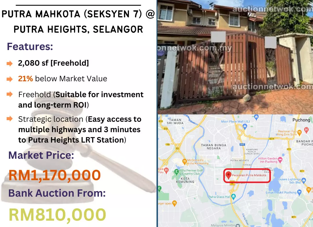 Bank Lelong 2 Storey Terrace House @ Putra Mahkota (Seksyen 7), Putra Heights, Selangor for Auction