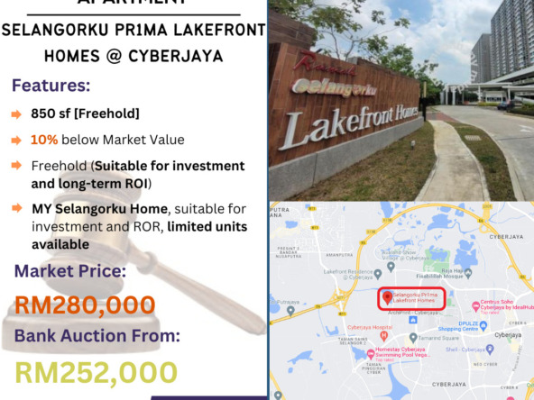 Bank Lelong Apartment @ Selangorku PR1MA Lakefront Homes, Cyberjaya for Auction