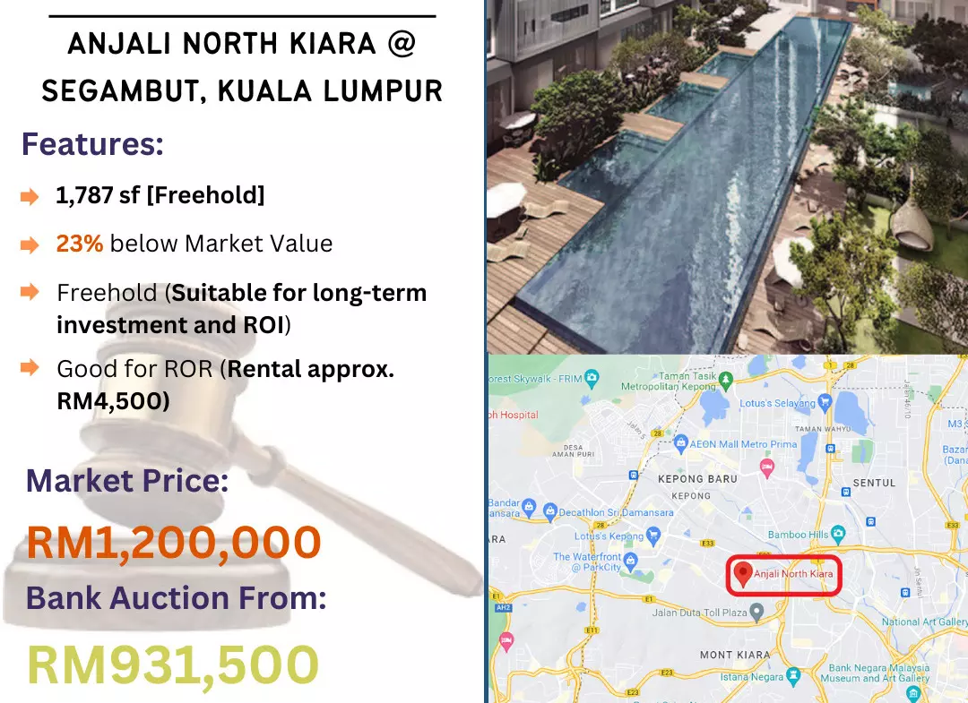 Bank Lelong Condominium @ Anjali North Kiara, Segambut, Kuala Lumpur for Auction