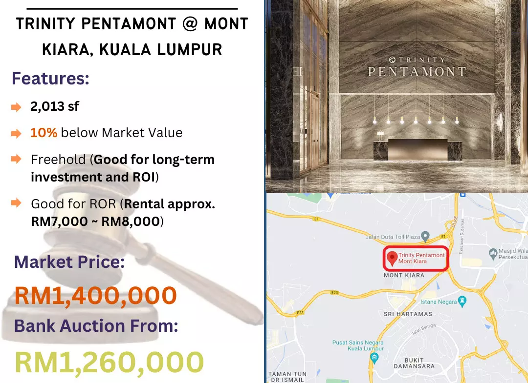 Bank Lelong Condominium @ Trinity Pentamont, Mont Kiara, Kuala Lumpur for Auction