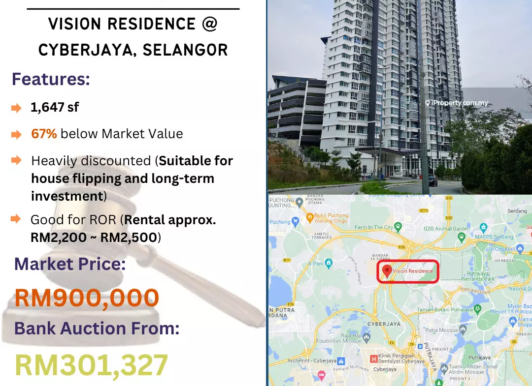 Bank Lelong Condominium @ Vision Residence, Cyberjaya, Selangor for Auction