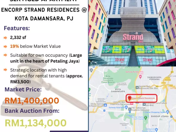 Bank Lelong Serviced Apartment @ Encorp Strand Residences, Kota Damansara, Petaling Jaya, Selangor for Auction
