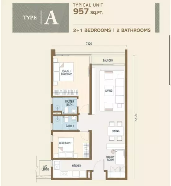 Rumah Lelong Duta Park Residence (Floor Plan - Type A) @ KL City, Kuala Lumpur for Auction